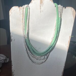 CAbi Multi-Strand Green and Cream Necklace